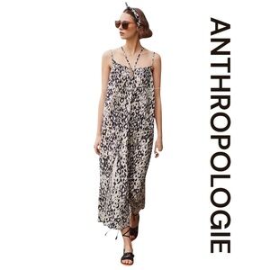 ANTHROPOLOGIE Strappy Midi Dress in Black & White, Size M.